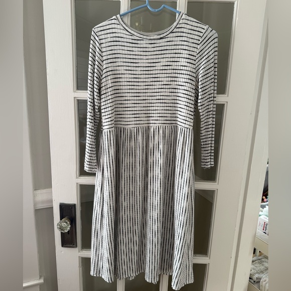 Pink Blush Like Love Ivory Ribbed Striped Maternity Midi Dress XL - Picture 7 of 9